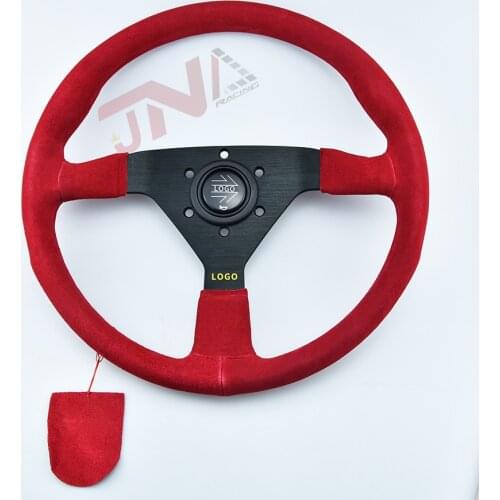Universal 350MM Suede Steering Wheel 350MM JDM Drift Racing Leather Steering Wheel