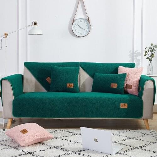 Thicken Lamb Wool Sofa Towel Nordic Modern Soft Plush Non-slip Sofa Cover for Living Room Decor Couch Covers Bay Window Cushion