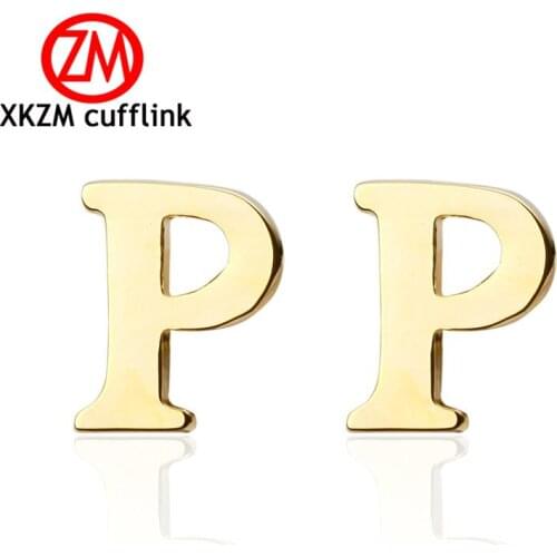 High Quality Men Cuff Links New French Cufflinks Golden Plating Brand letter P Design Style Men Cufflinks Wholesale&retail