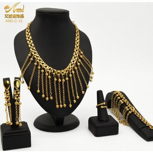 ANIID African Jewelry Necklace Sets Dubai Gold Color For Women Nigerian Wedding Ethiopia Eritrean Brazilian Indian Bridal Copper