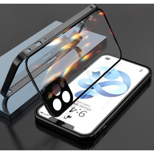 360° Metal Buckle Tempered Glass For iPhone XS Max X XR 7 8 Plus Protective shell For iPhone 12 11 Pro MAX 12 mini Case Cover