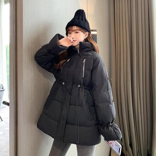 2020 Womens Winter Jacket Solid Slim Long Parkas Woman Stand Collar A Line Plus Size Cotton Padded Casual Thick Coat Ladies