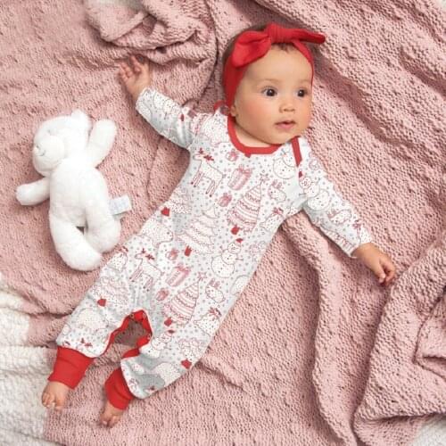 1st Christmas Newborn Baby Girl Jumper Babysuit Clothes Romper Toddler Long Sleeve Split Open-seat Pants Open Crotch 1 3 12 18 M