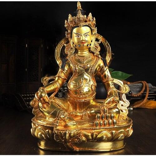 30cm TALL# GOOD # thriving business money #efficacious Protection Nepal Gold-plated Yellow mammon Zanbala Buddha statue