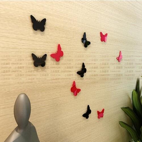 Butterfly 3D wall stickers Acrylic crystal wall decor Child room TV background wall sticker 40 pcs/lot Candy color