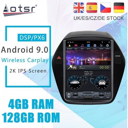 Android 9.0 128G PX6 Tesla Styel For Hyundai Tucson 2 LM IX35 2009 - 2015 Auto Radio Stereo Car Multimedia Player GPS Navigation