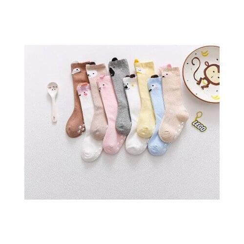 Newborn Knee High Socks Boy Girl Animal Non-Slip Knee Sock Baby Fox Cat Print Cotton Cute Cartoon Baby Socks Toddlers