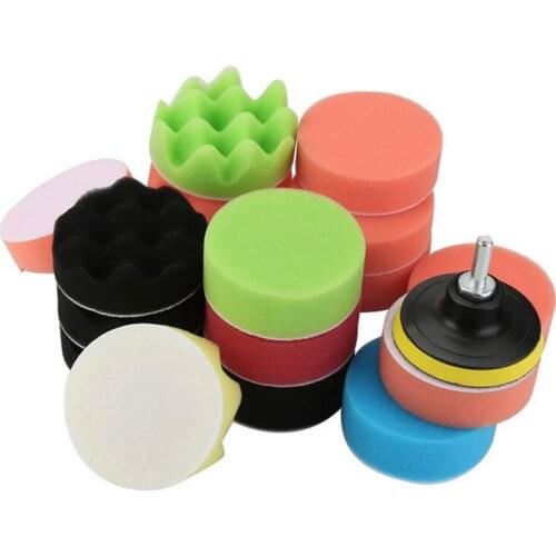 19pcs 3 Inch Sponge Car Polisher Waxing Pads Buffing Kit for Boat Car Polish Buffer Drill Wheel Polishing Removes Scratches