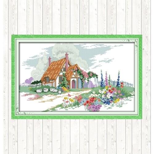 Beautiful Home (8) Joy Sunday Cross Stitch Patterns DMC DIY 14CT 11CT Printed Canvas White Cloth for Needlework Embroidery Kits