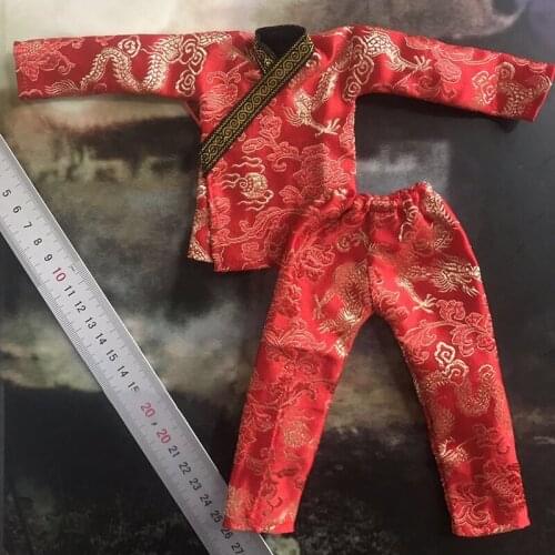 Ancient Soldiers 1/6 Doll Costumes Emperors Dragon Pattern Set Underwear Trousers High-quality Satin 12'' Action Figure Clothes