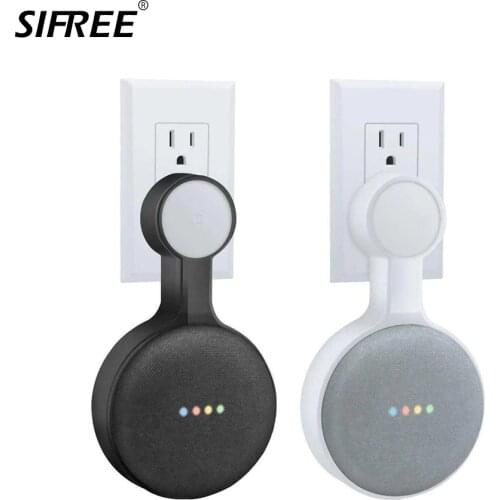 Socket Wall Mount Stand Hanger For Google Home Mini Voice Assistants, Compact Holder Case Plug in Kitchen Bathroom Bedroom