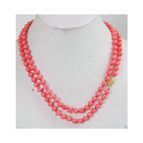 Nobility Lucky womens natural Beautifully Japan Pink Coral Round Beads Necklace 8-9mm AAA Grade 34" -jewelry