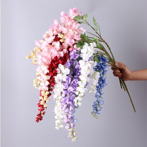 New high grade silk cloth imitation Wisteria bean flower single branch 5 fork bean branch bean flower string hanging vertically
