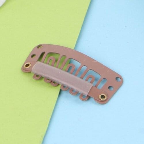 2021 New Hot 32mm 10 pcs Middle U Brown Snap Hair Clip For Wig Hair Extension