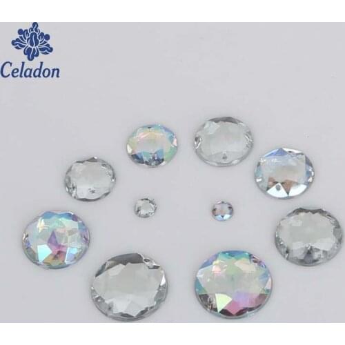 New Arrival 2 Colors 6MM 200Pcs Round Chamfered Acrylic Crystal Sew On Drill for Garment Sewing on Garment Beads