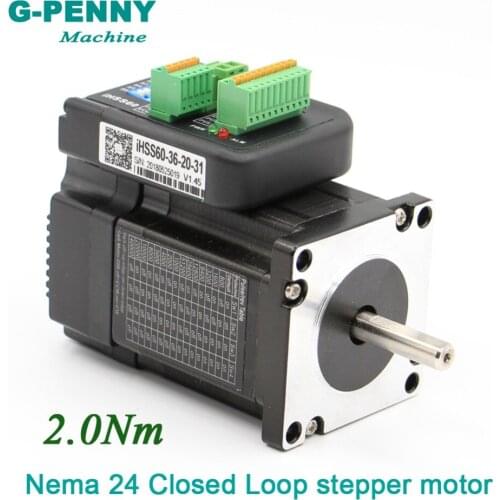 New arrival! Nema24 Closed Loop Stepper motor 2Nm 8mm 285Oz-in Hybrid Integrated Stepper Servo Motor with drive 60x65mm 5.0A 36v