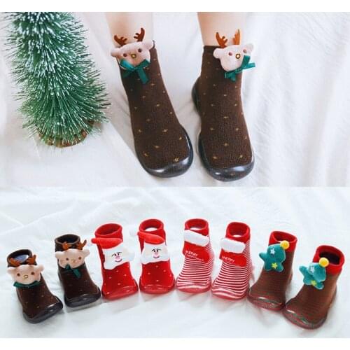 New Year Toddler Girl Shoes Christmas Elk Girl Stuff Newborn Shoes Non-slip Shoes For First Walker Shoes Kids Socks