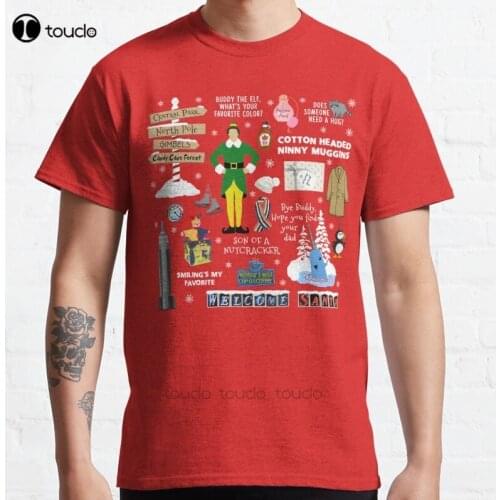 New Buddy The Elf Collage Red Background Classic T-Shirt Cotton Men Tee Shirt