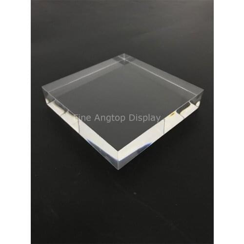New Polished Square Acrylic Stand Plexiglass Sign Signage Block Advertising Jeweller Display Block Desktop