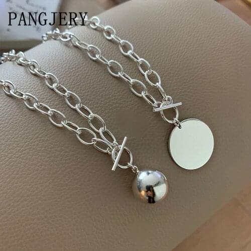 PANGJERY 925 Sterling Silver Necklaces for Women INS Fashion Temperament Exquisite Simple OT Buckle Circle Party Jewelry Gifts