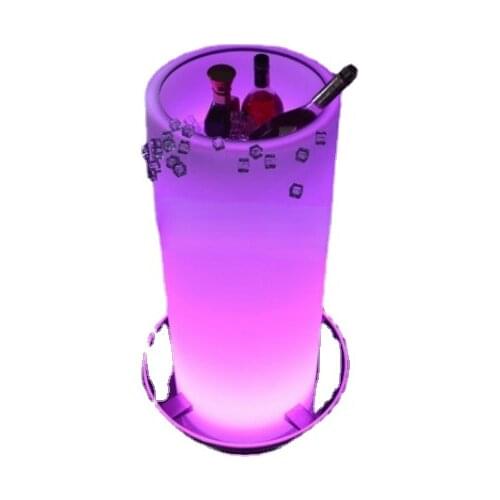 PE Modern Waterproof LED Bar Table with 80mm Glass Plate with Ice Bucket/illuminant Plastic Bar Furniture