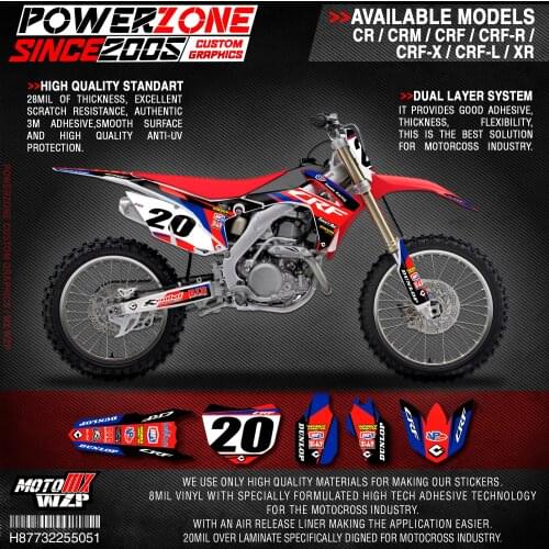 PowerZone Custom Team Graphics Backgrounds Decals 3M Stickers Kit For HONDA CRF250R 2010-2013 CRF450R 2009-2012 051
