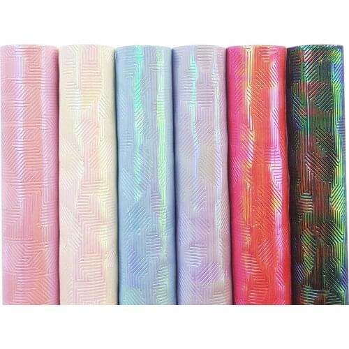 QIBUMAY A4 Size Geometry Faux Leather Sheets Solid Color White Purple Vinyl Fabric Materials for Decoration DIY Bow Accessories