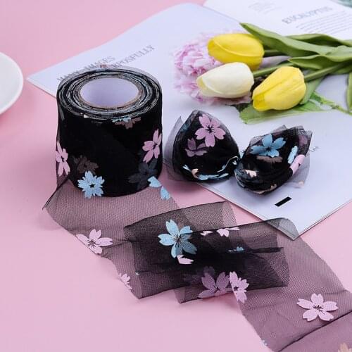 6cm 8cm 25Yards Cherry Blossom Tulle Ribbon Roll Soft Mesh Gauze Fabric For DIY Handmade Crafts Princess Bowknot Hair Supplie