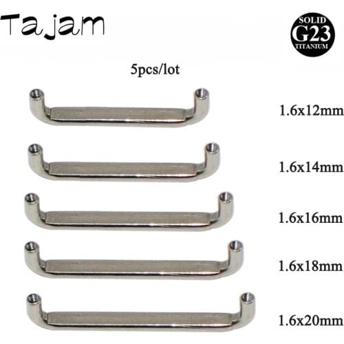 5piece G23 Titanium Internally Threaded Surface Barbell Micro Dermal Anchor Fashion Body Piercing Jewelry 14G Silver Color