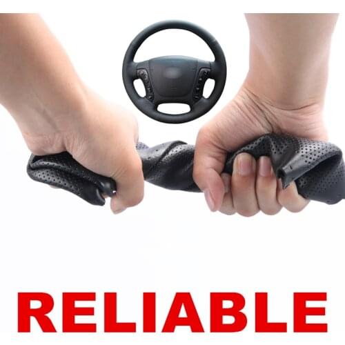Hand stitched Black PU Artificial Leather Car Steering Wheel Cover for Hyundai Santa Fe 2007 2008 2009 2010 2011 2012