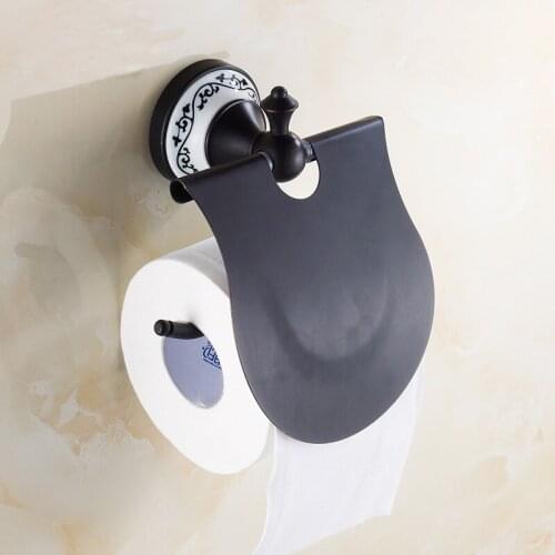 Antique ORB toilet paper holder shelf black, Retro kitchen tissue paper holder, European copper bathroom roll paper rack vintage