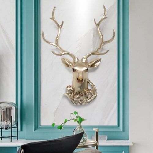 Light Luxury Living Room Sofa TV Background Wall Decoration Pendant Lucky Deer Head Wall Hanging Wall Jewelry