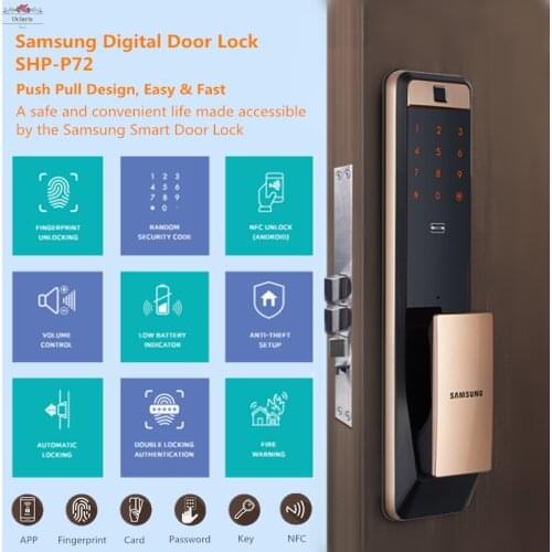 Samsung Smart Digital Doorlock SHP-P72 Remote Control Biometric Fingerprint Lock With APP Security Intelligent Locks For Home