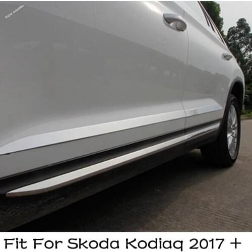 Lapetus Side Car Door Body Strip Streamer Plate Cover Trim 4 Pcs / Set Fit For Skoda Kodiaq 2017 2018 2019 2020 Stainless Steel