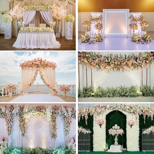 Flowers Curtain Bride Wedding Party Photographic Backdrops Photocall Photophone Photography Backgrounds For Photo Studio