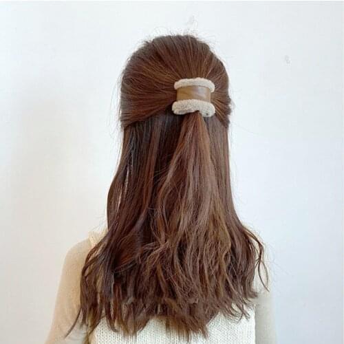 Women Hair accessories PU scrunchies and hairband rabbit hair rings High-end atmospheric headband for ladies