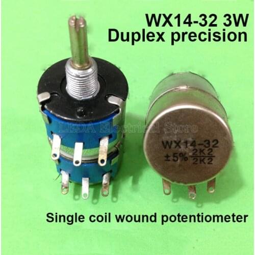 1Pcs WX14-32 3W double precision single coil wound potentiometer resistance 1K 2K2 4K7 10K