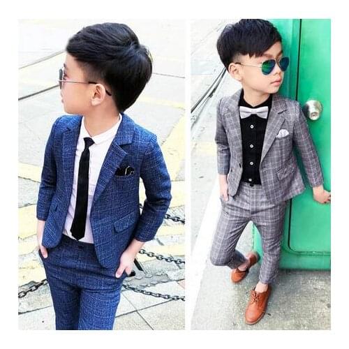 2 Pcs Boys Blazer Suit Formal Wedding Formal Tuxedos Suits Baby Kids Party Clothes Spring Autumn Childrens Costume