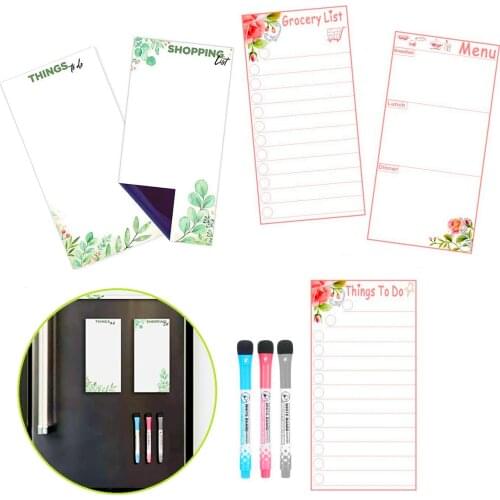 3pcs Dry-Erase Magnetic White Board for Refrigerator Memo Weekly Planner To Do List Grocery Menu Board Kitchen Fridge Magnets