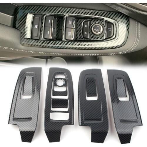 4Pcs Car Interior Window Switch Panel Decoration Cover Trim For 2019-2020 Subaru Forester Carbon Fiber Styling Car Accessories