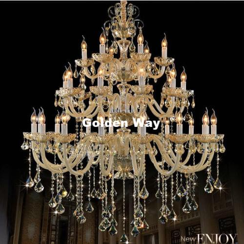 Free Shipping Luxury European Hotel Chandelier E14 Lamparas Retro Cognac Chandelier Cristal Lustre Penthouse Cystal Chandelier