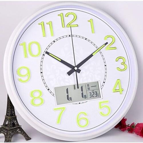 Silent Wall Clock Modern Design Creative Large Night Light Watch Mechanism Decorative Digital Relogio Parede Wall Clocks 5ZB201