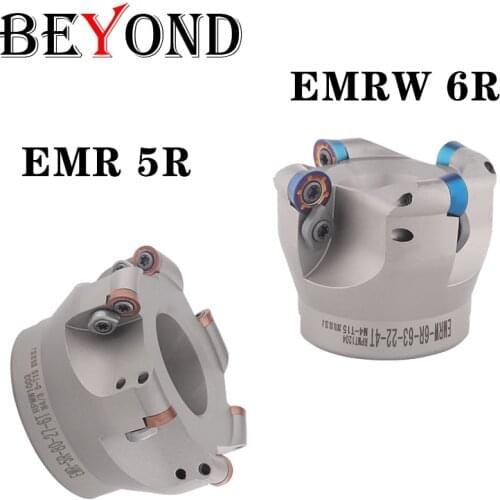BEYOND EMR5R EMRW6R EMR 5R40-16-4T Lathe Machine Face Milling Cutter Round Nose End Mill Cutter HRC42-48 Carbide Insert 1Pcs