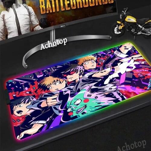 RGB Large Gaming Mouse Pad Mob Psycho Mousepad Anime Rubber Desk Mat Computer Pad Keyboard Pad XXL Laptop Notebook Pad