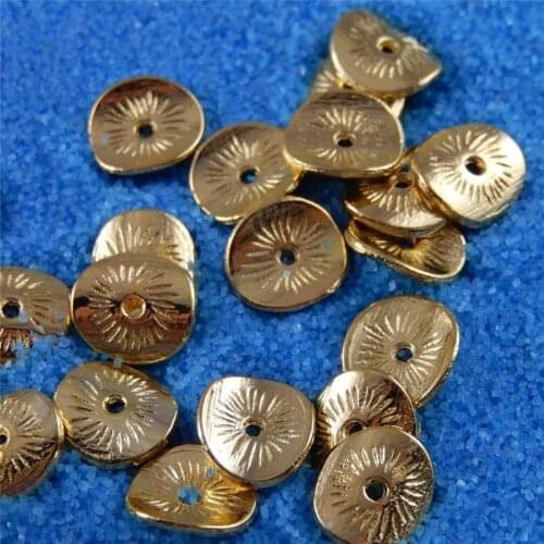 Julie Wang 20-200PCS 10mm Gold Alloy Curved Spacer Beads Accessory Charms Bracelets Pendant Necklace Jewelry Making
