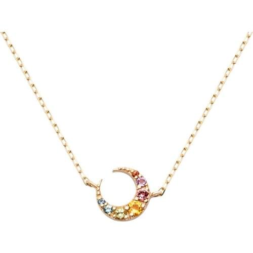 CC Moon Necklace Pendants For Women S925 Sterling Silver Jewelry Colorful Cubic Zirconia Creative Necklace Drop Shipping CCN192