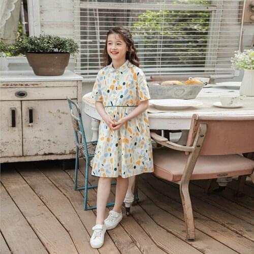 Cotton Teenage Kids Dresses For Girls Summer Children Baby Dress New 2021 Toddler Clothing Shirts Dress School With Pockets