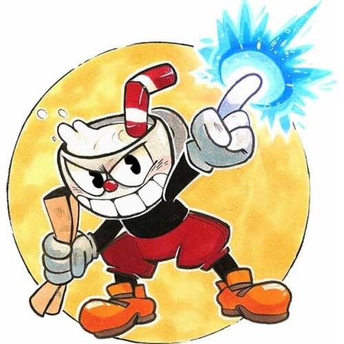 EARLFAMILY 13cm x 12.1cm for Cuphead DIY Decal Laptop Refrigerator Motorcycle Occlusion Scratch Vehicle SUV VAN Car Stickers