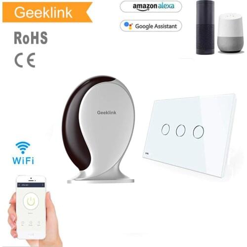 Geeklink FBB Wall Touch US Version 1 2 3 Gang Smart Home Intelligent Wireless Remote Switch By IOS Android Feedback Switch