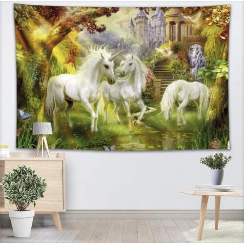 Custom Unicorn tapestry Horse wall hanging tapestry home decoration rectangle bedroom wall art tapestry 140X250cm